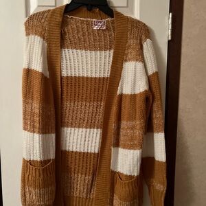 C. Wonder Brown and White Striped Cardigan